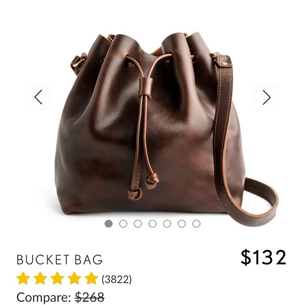 Elegant Brown Leather Drawstring Bag. Small buck bag from Portland Leather!